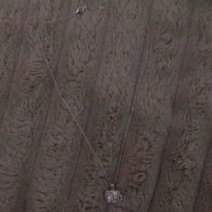 Elephant silver pendant necklace with mini pink gemstone